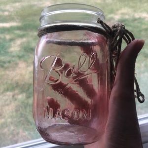 Hand-dipped Pink Mason Jars (2)